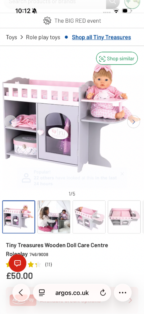 Tiny Treasures Wooden Doll Care Centre 