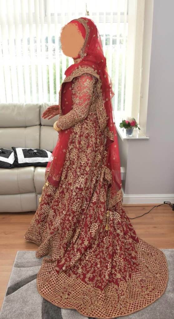 Women's Red and Gold Wedding Dress- Lengha
