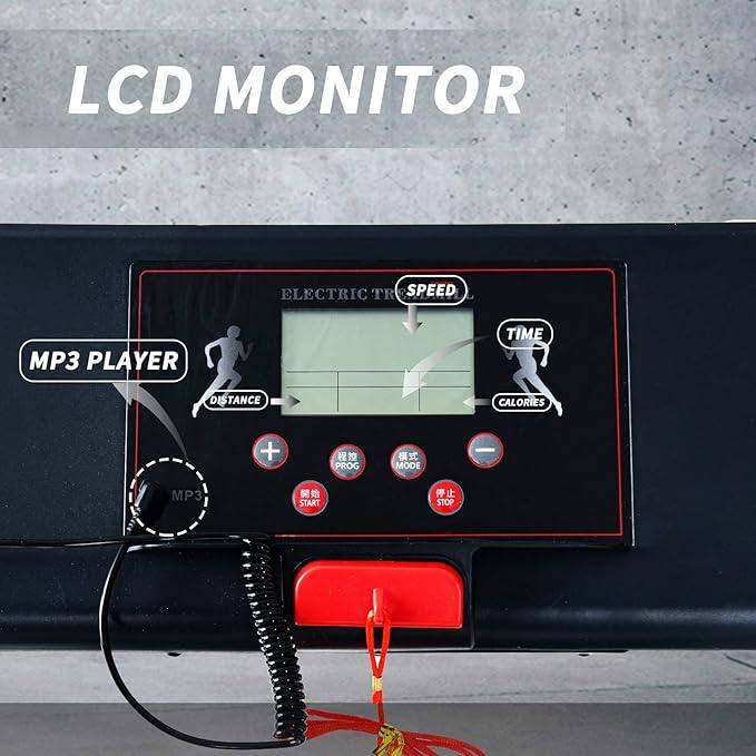 MURTISOL Folding Portable Electric Treadmill for Home with LCD Display & Low Noise Motor