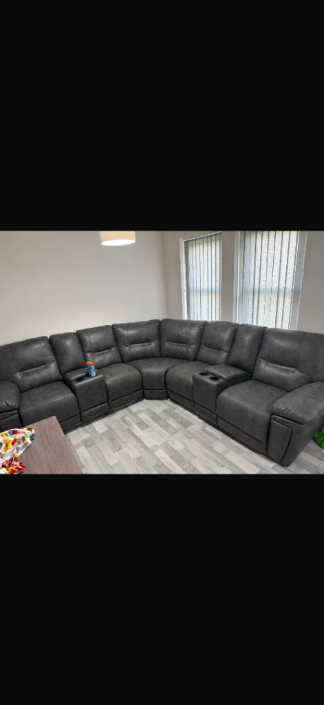 Grey Electric Recliner Corner Sofa