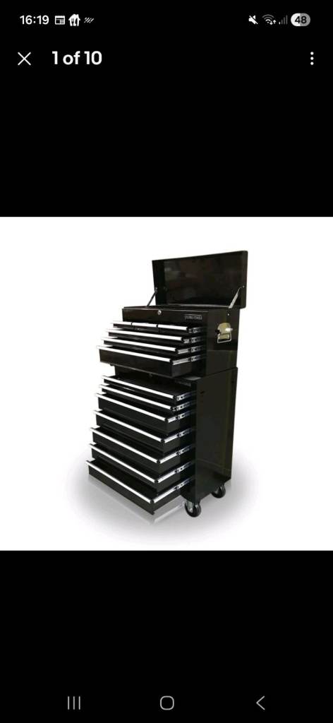 US PRO TOOLS 425 Tool Box Roller Cabinet Steel Chest 13 Drawers Gloss Black