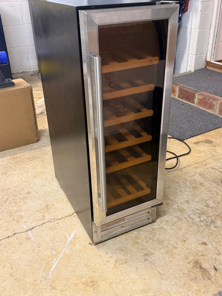 Under counter Wine Fridge, 30cm wide, stainless steel