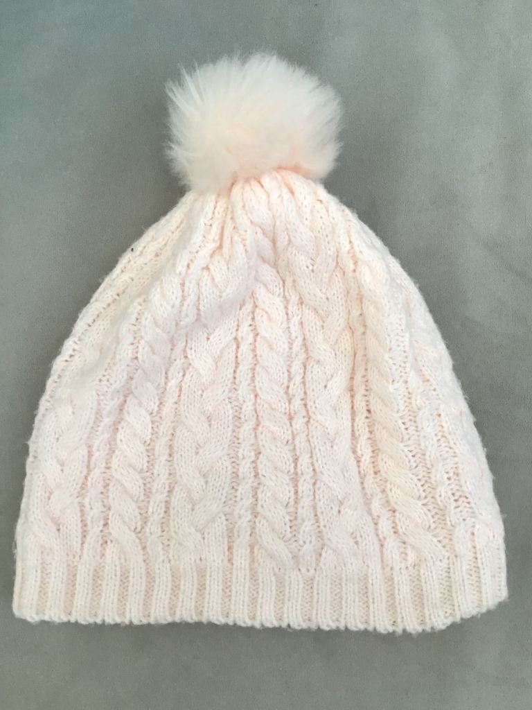 Girls ‘H&M’ Pink Winter Knit Beanie Pompom Hat, Ages 4-8 Years
