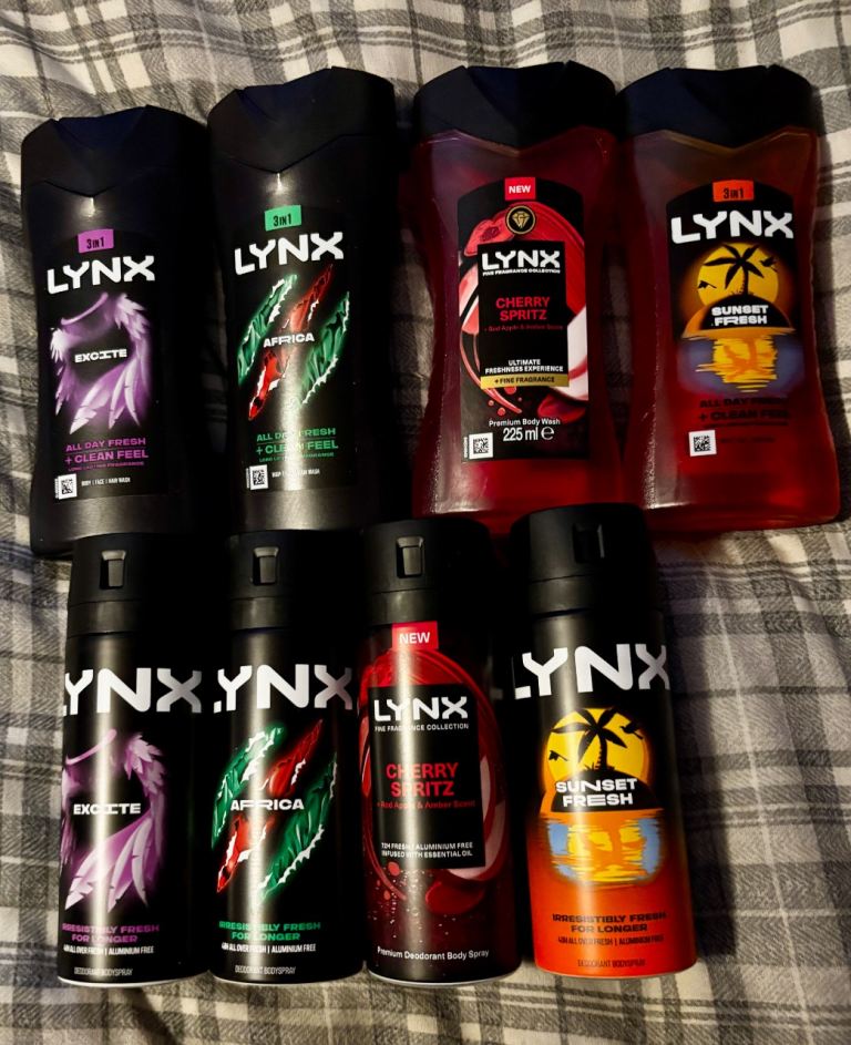 Lynx Shower Gel & Body Spray Set - New, Various Scents