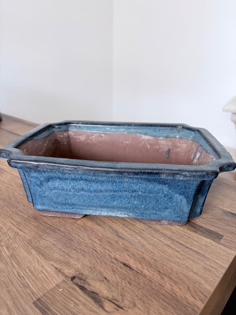 Bonsai Planter Pot – Blue Ceramic, Good Condition