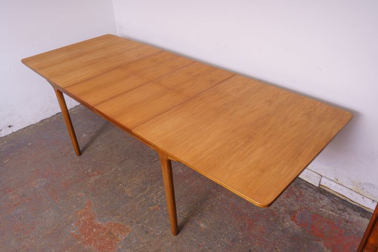 McIntosh mid-century teak double extending dining table with 6 chairs 