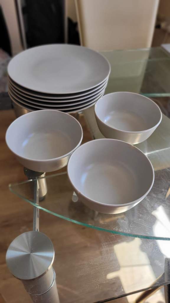 White Dinner Plates and Bowls Set – Good Condition