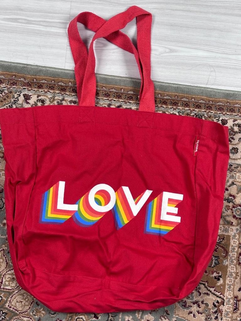 Red 'LOVE' Canvas Tote Bag – Good Condition