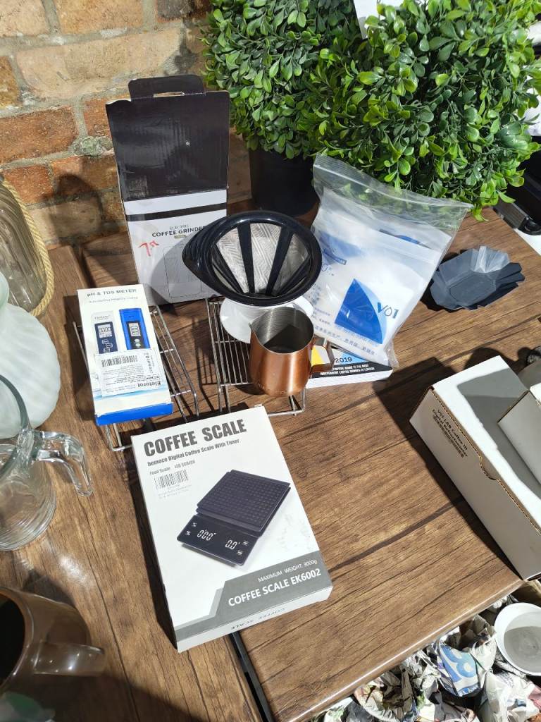 New Coffee Making Set with Grinder, Scale, Filter & Jug