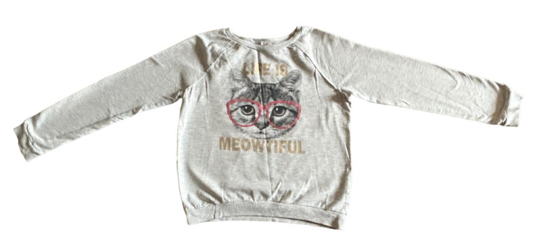 H&M Jumper Cat Theme LIFE IS MEOWTIFUL Aged 10-11 Years Old