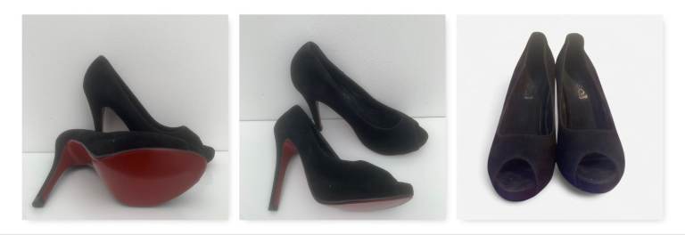 Size 5UK (EU38) Black Peeptoe Heels with Red Soles