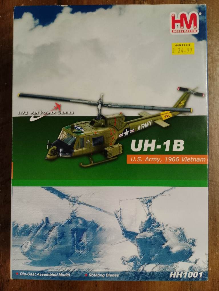 Hobby Master HH1001 1:72 UH-1B Huey Helicopter Diecast Model - US Army Vietnam