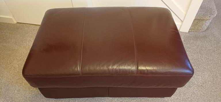 Large genuine leather footstool (Chocolate Brown)