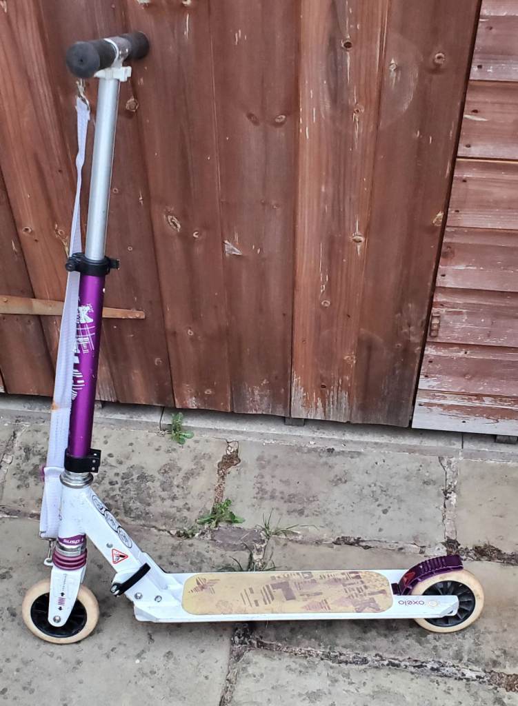 Oxelo Push Scooter Scooters Kick Scooter for Children White/Purple