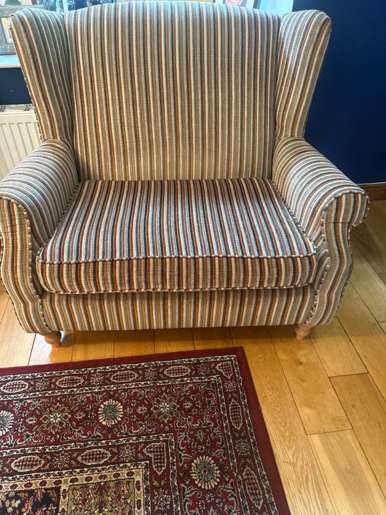 Comfortable Striped Wingback”NEXT” double Armchair – Good Condition