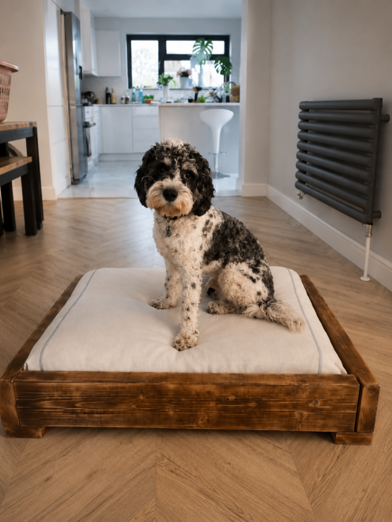 Handmade Rustic Wooden Dog Bed