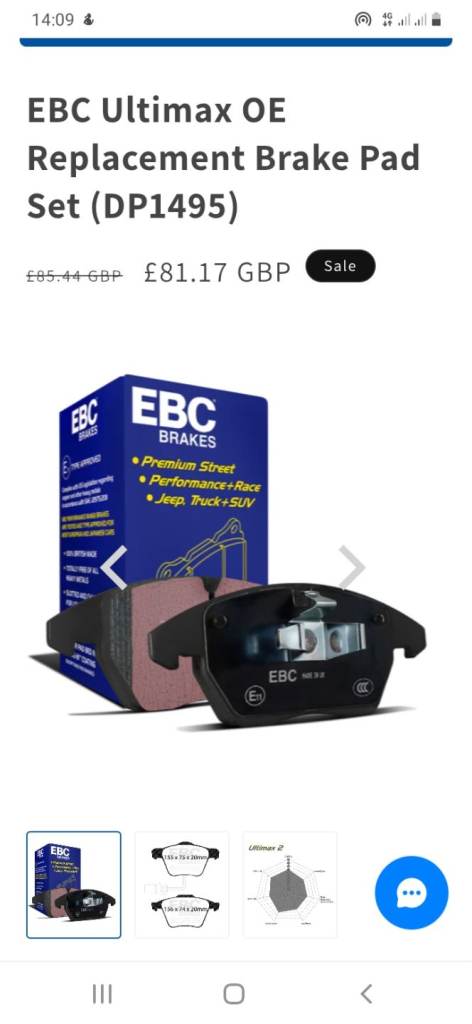 Brand new Ebc black stuff front brake pads dp1495 
