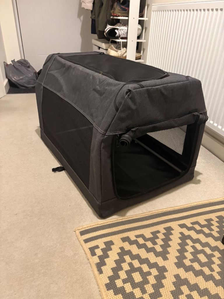 Pets at Home soft sided folding fabric dog crate grey medium 