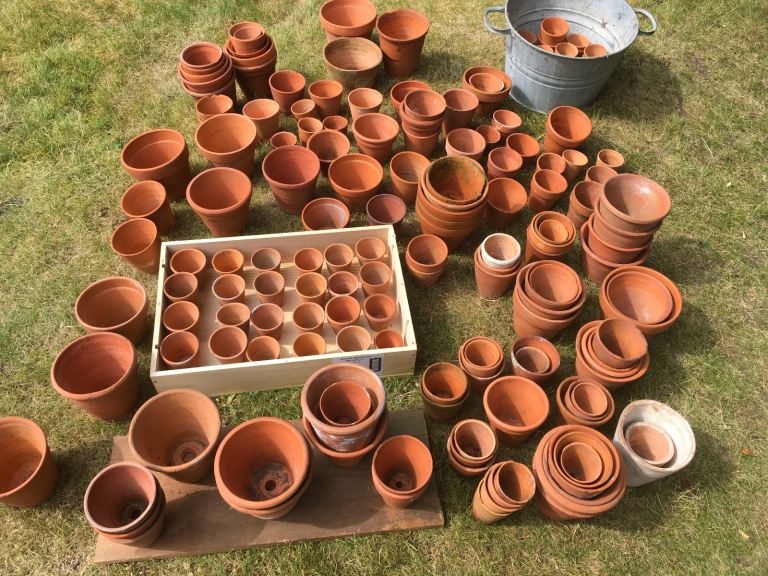 Selection of small and medium vintage terracotta pots