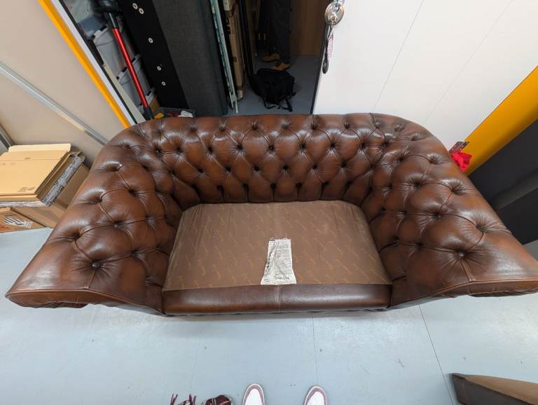 Thomas Lloyd Chesterfield Style Leather Sofa 2 Seater Brown