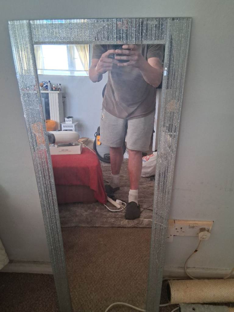 Silver Framed Full-Length Mirror – Good Condition