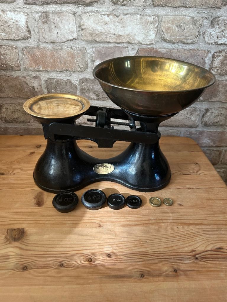 Vintage W Hobbs Kitchen Scales with Weights