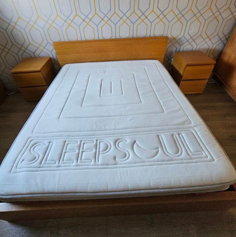 IKEA MALM Bed Frame (Oak Effect) & SleepSoul Wish 3000 Mattress – Euro King Size