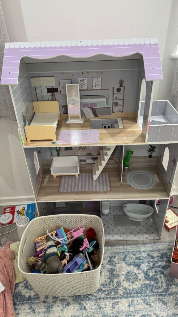Large 3-Story Wooden Dollhouse with Accessories