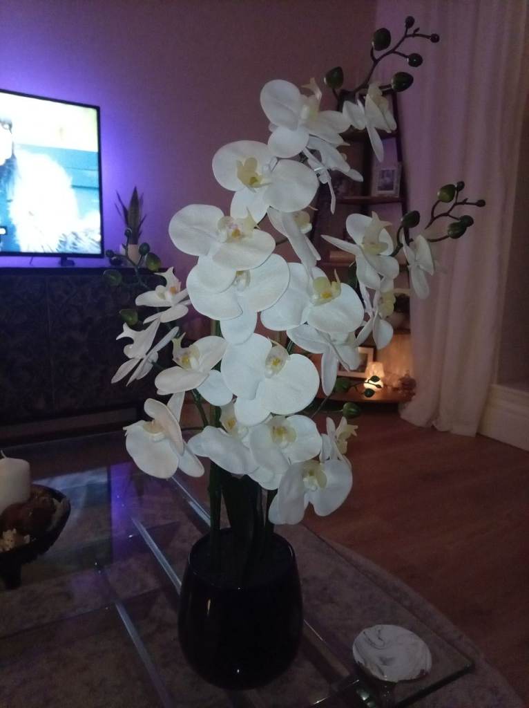 Faux white orchid decorative plant 