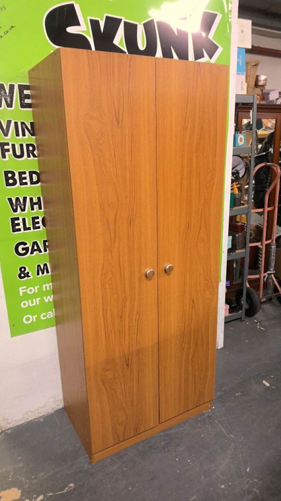 image for vintage single wardrobe with a rail and adjustable shelves