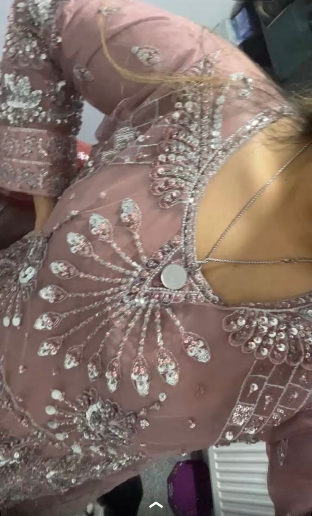 Lovely Pink Asian Outfit with Intricate Silver Sequin and Embroidery Detail