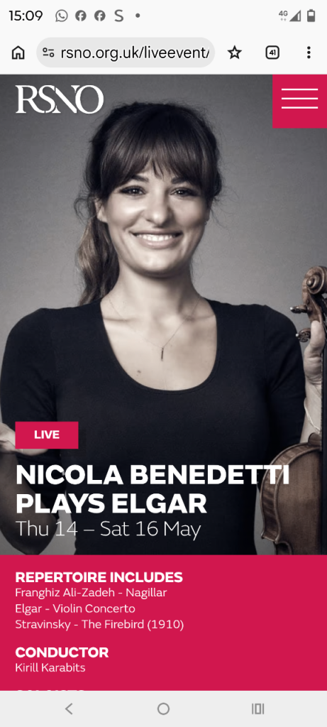 Nicola Benedetti Plays Elgar Concert Tickets – RSNO Live Event