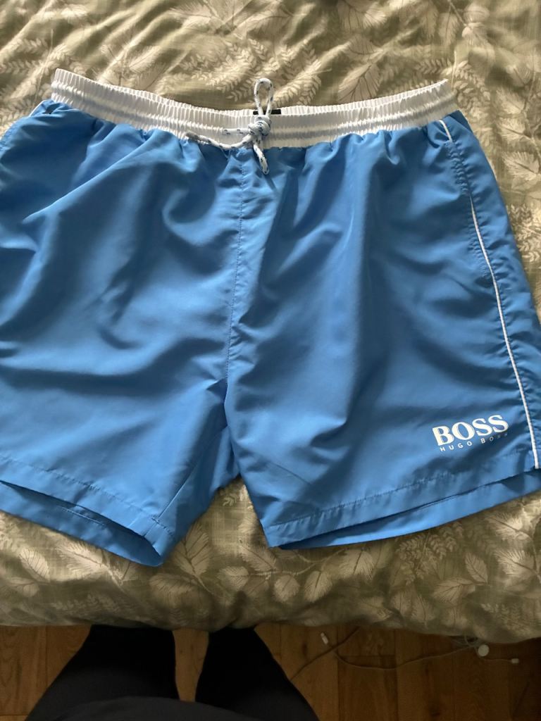 Mens Boss Blue green & navy Shorts – Good Condition