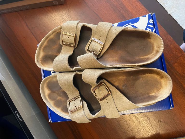 Birkenstock Arizona Sandals - Beige Suede, Good Condition
