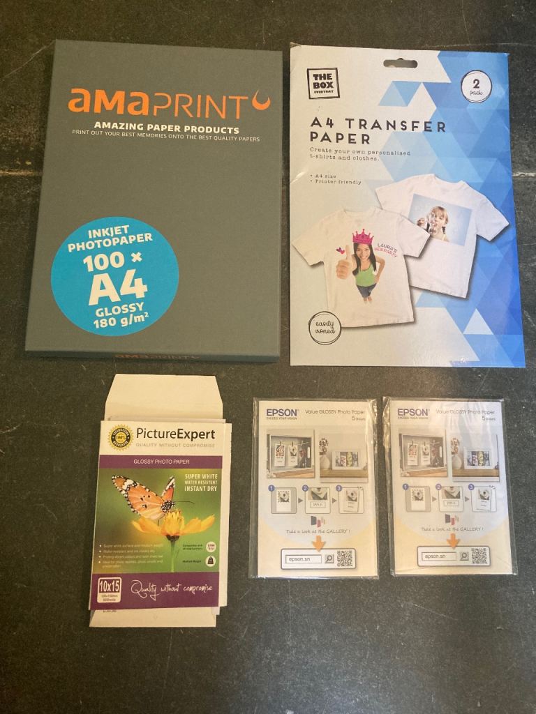 A4 AmaPrint Inkjet Glossy Photo Paper & Transfer Paper - NEW