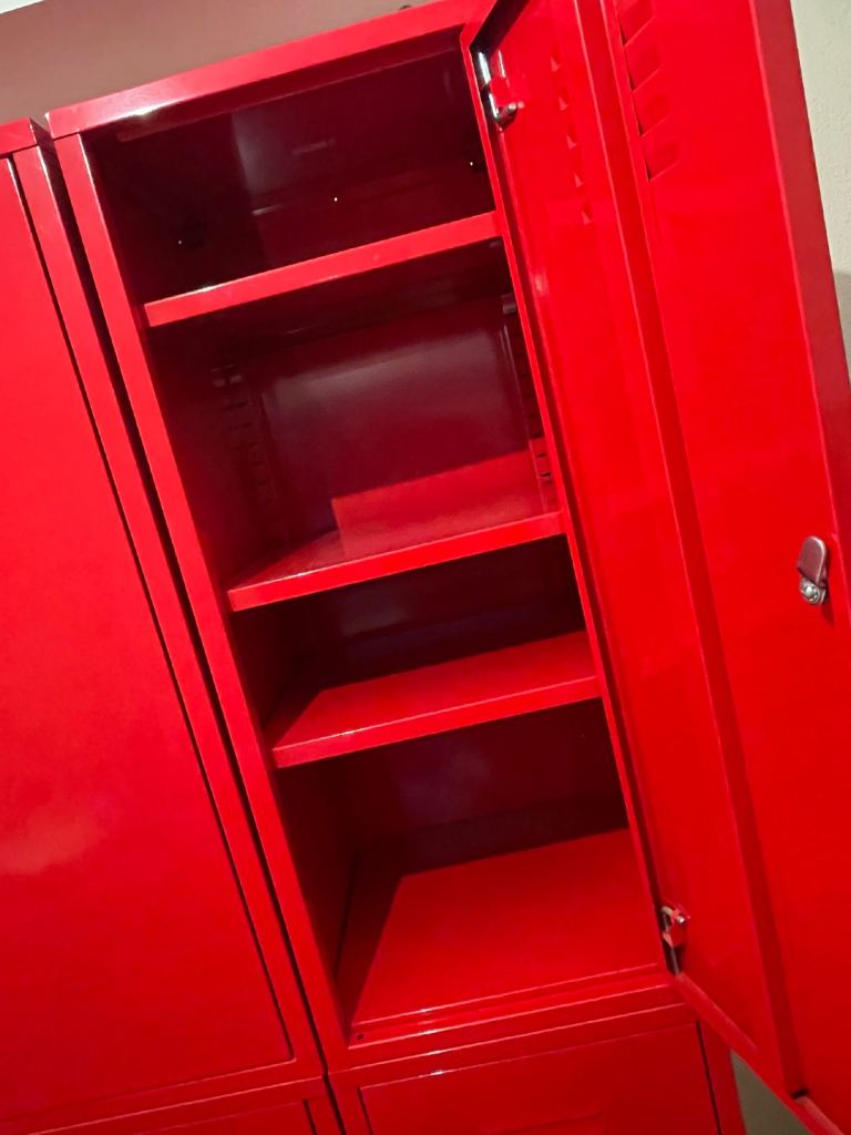 Pair of vintage IKEA red  lockers 