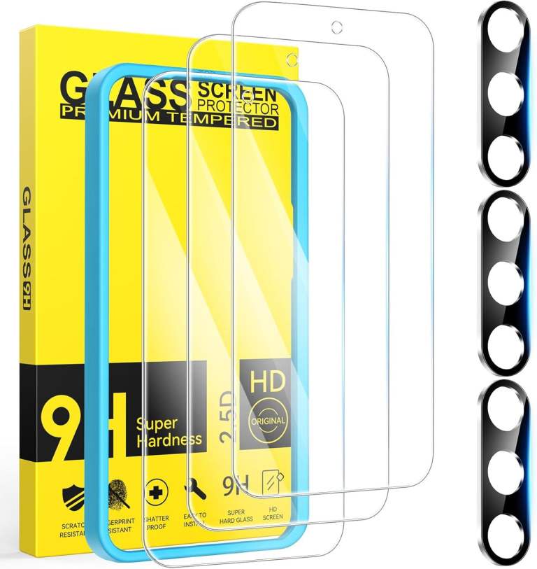 3 Pack Screen Protector for Samsung Galaxy A57 5G with 3 Pack Camera Lens Protector, Tempered Glass