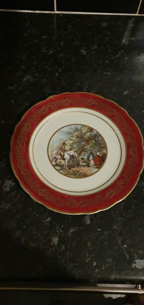 ⚡⚡Pair Limoges French Porcelain Vintage Miniature saucer plate: Country scene ⚡⚡