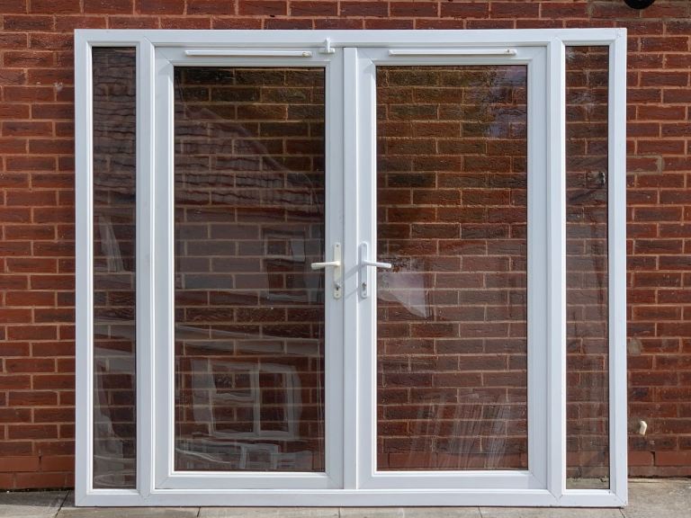 UPVC DOUBLE GLAZED FRENCH DOOR & SIDE PANELS 237cm WIDE 207cm HIGH Can Deliver