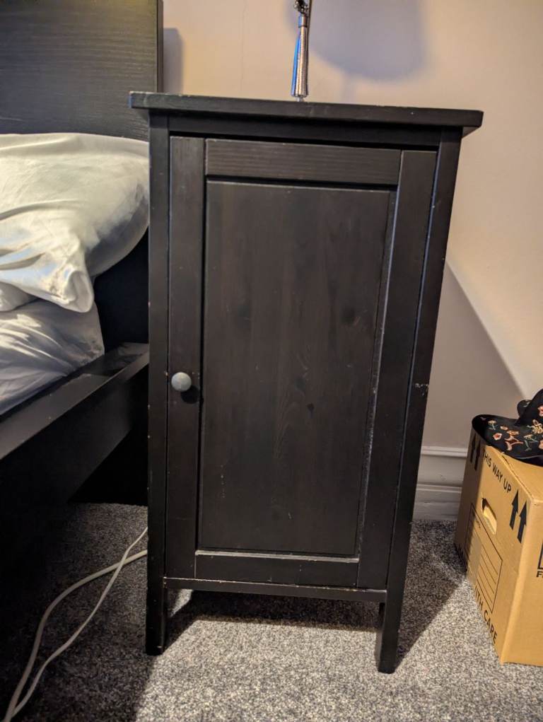 image for Pair of black wooden bedside tables