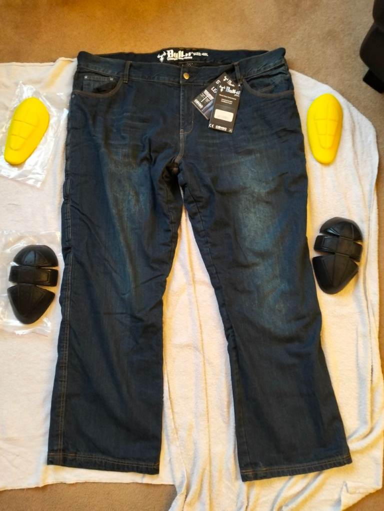 New Bull-It Mens 17 SR6 CE Denim Motorcycle Jeans Blue 48"  W Reg Leg 33"