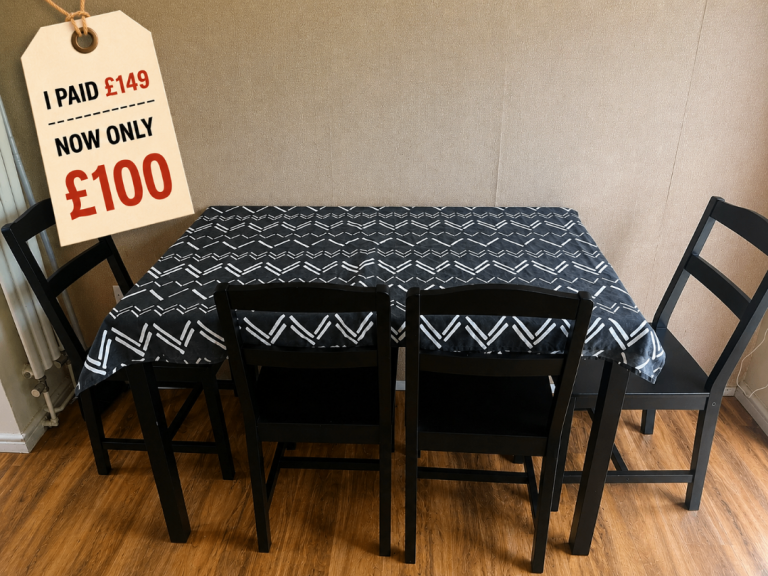 Black Wooden Dining Table and 4 Chairs – Good Condition