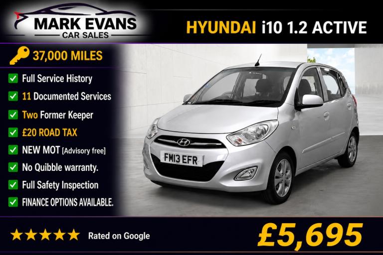 2013 Hyundai i10 1.2 Active 5dr HATCHBACK Petrol Manual