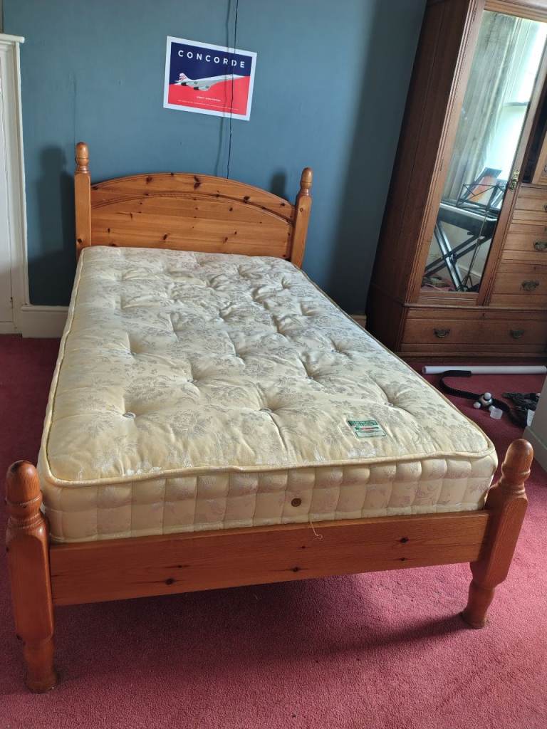 Small Double Pine Bed & Mattress