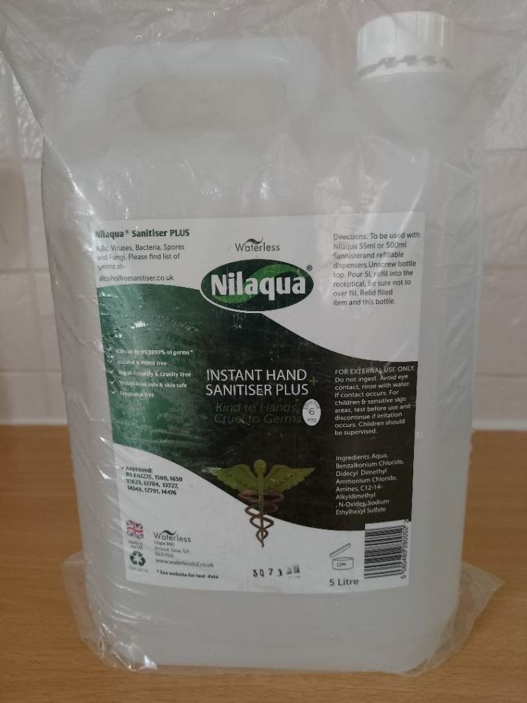 Nilaqua Instant Hand Sanitiser Plus 5 Litres plus dispenser