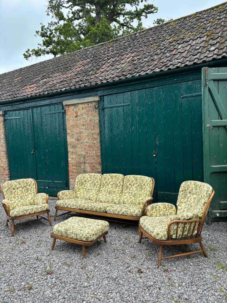 Ercol Jubilee 3-seater sofa and armchairs