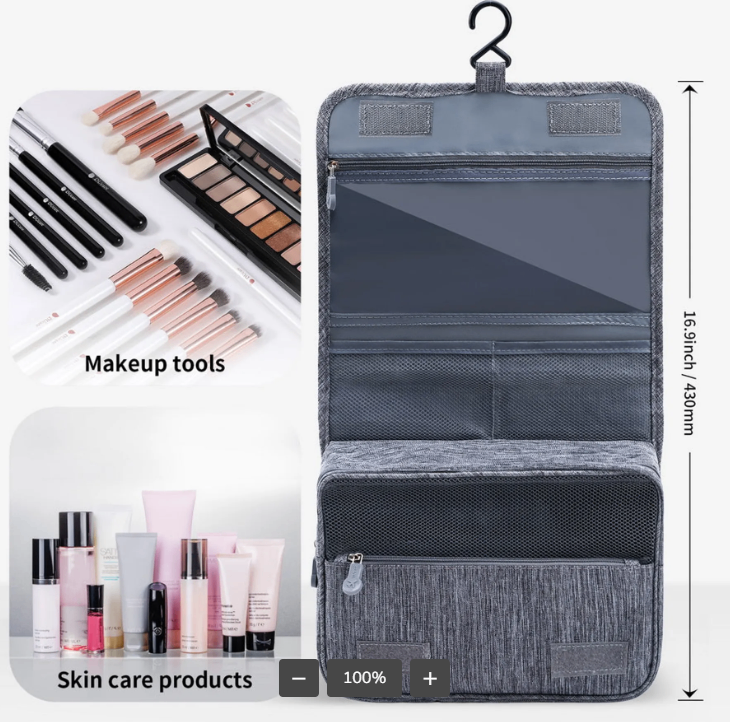Grey DUcare Travel Makeup Bag Hanging Toiletry Bag NEW AND BAGGED