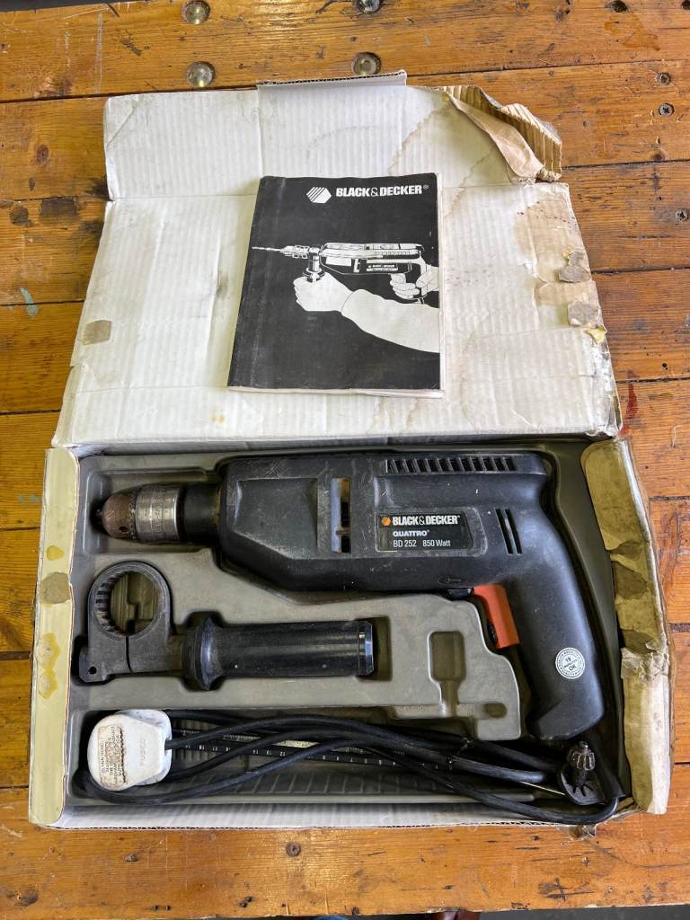 Black & Decker Quattro 850W Hammer Drill with box and manual