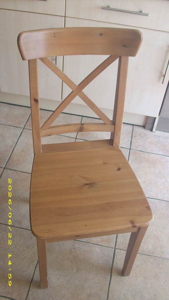 Single pine country kitchen chair with X-B ack Design – Good Condition