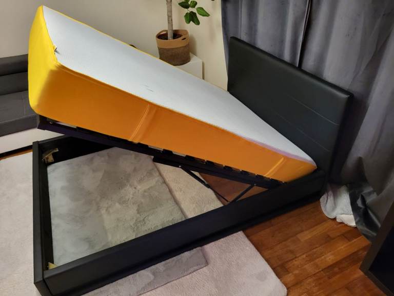 Ottoman Double bed and mattress (can deliver) 